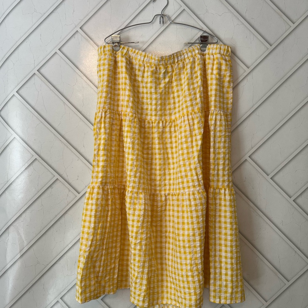Yellow Gingham Skirt with Pockets